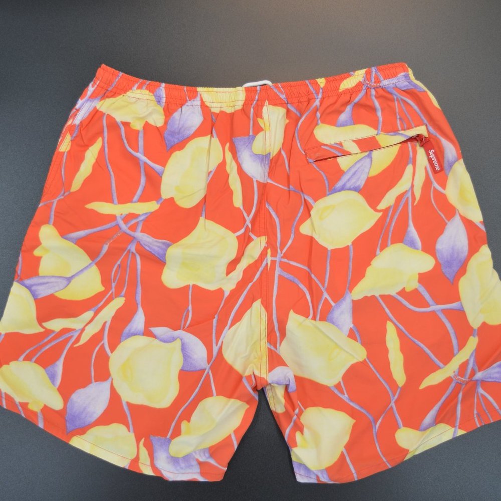 Supreme Floral Nylon Water Shorts Trunks - SS18 - Red - Size M